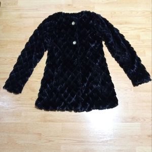 Black faux fur coat. EUC. Size xs.